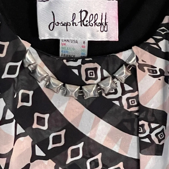 Joseph Ribkoff Semi-Sheer Faux Wrap Printed Dress - 29499 - Picture 5 of 16